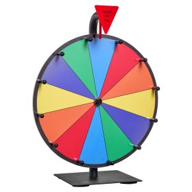 12 in Spinning Prize Wheel, 12 Slots Spinning Wheel with Stand, Tabletop Win Fortune Roulette with a Dry Erase and 2 Markers, 6 Colors, Easy Asse