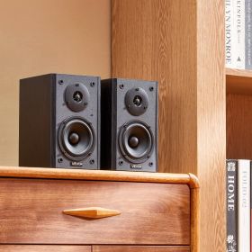 Active Powered Bookshelf Studio Monitor Speakers 20W X2 Bluetooth Coaxial Stereo (Option: Black)